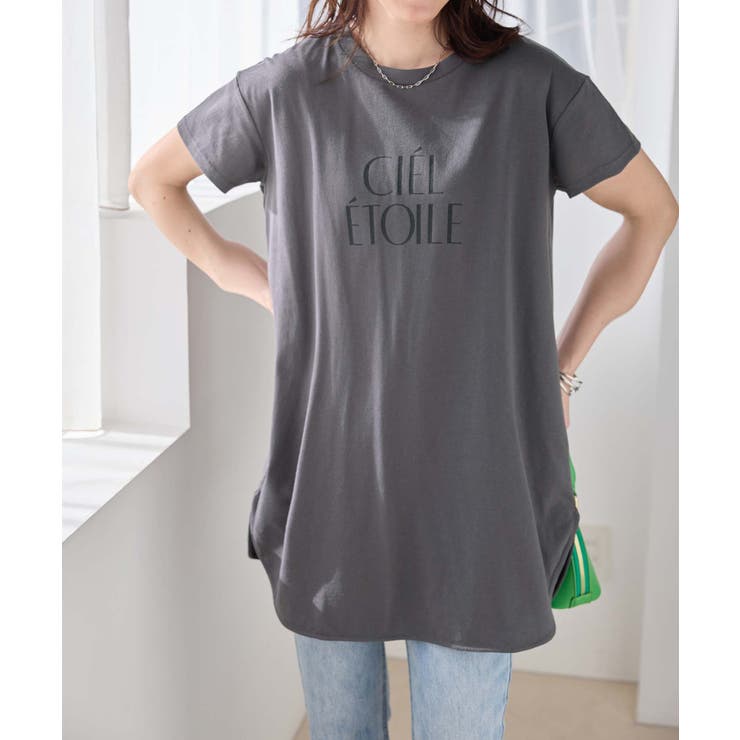 チャコールロゴ | ひんやり＆さらり綿混チュニックＴシャツ | Viola e Viola