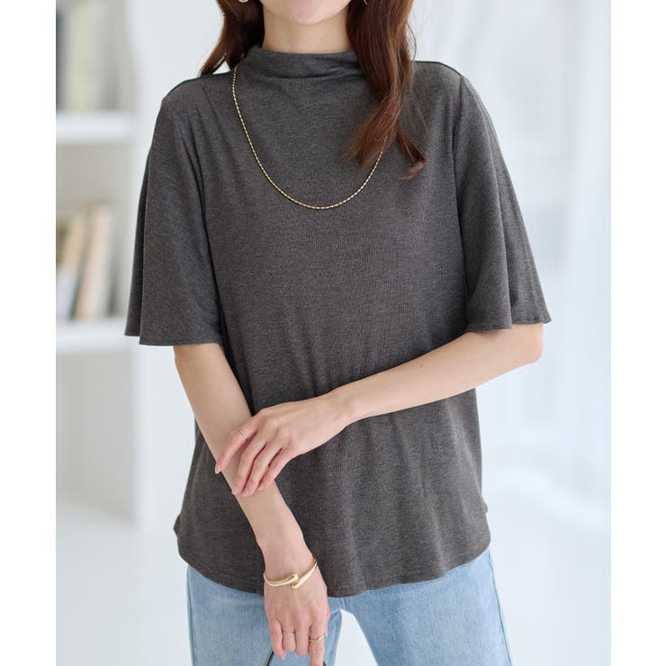 上品フレアー袖リブＴシャツ | alotta | 詳細画像6 