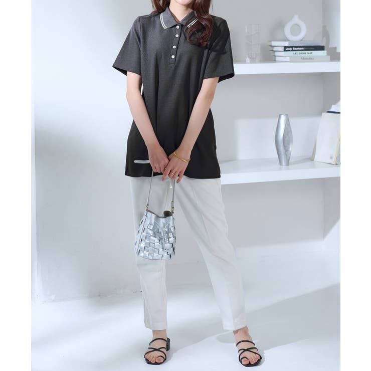 衿配色Ａラインポロチュニック | alotta | 詳細画像10 