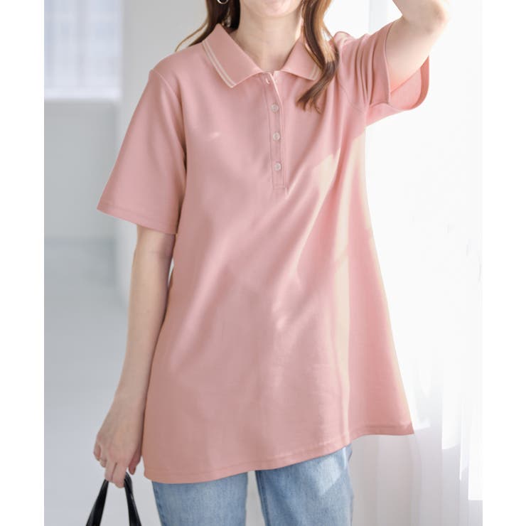 衿配色Ａラインポロチュニック | alotta | 詳細画像18 