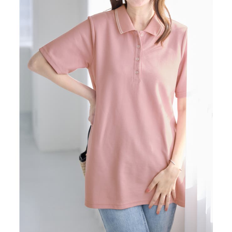 衿配色Ａラインポロチュニック | alotta | 詳細画像20 