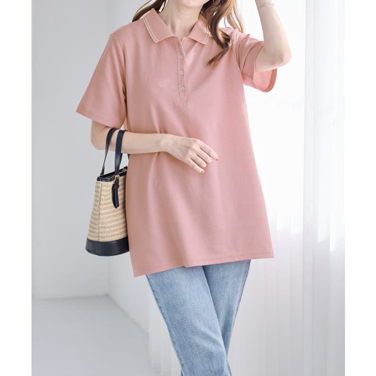 衿配色Ａラインポロチュニック | alotta | 詳細画像21 