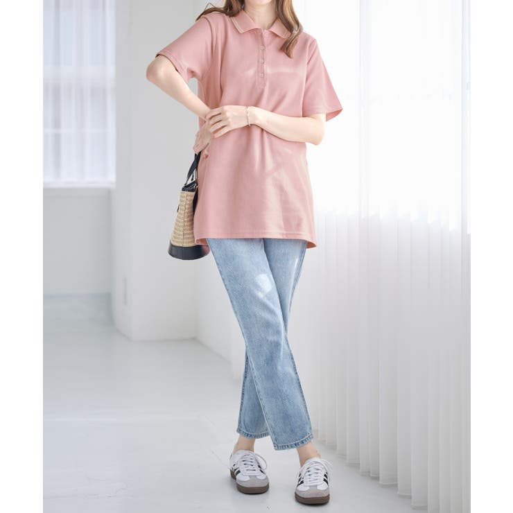 衿配色Ａラインポロチュニック | alotta | 詳細画像23 