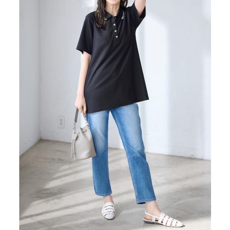 衿配色Ａラインポロチュニック | alotta | 詳細画像5 