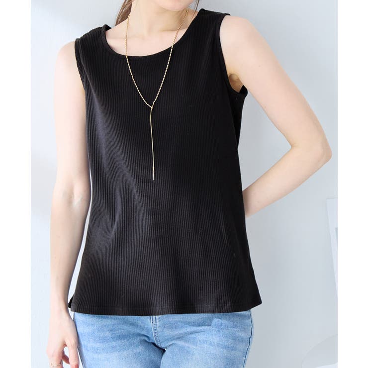 ＜肩紐隠せるストラップ付き＞リブタンクトップ | alotta | 詳細画像14 