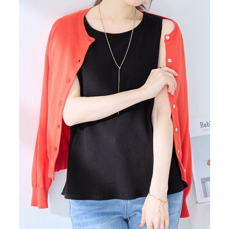 ブラック | ＜肩紐隠せるストラップ付き＞リブタンクトップ | alotta