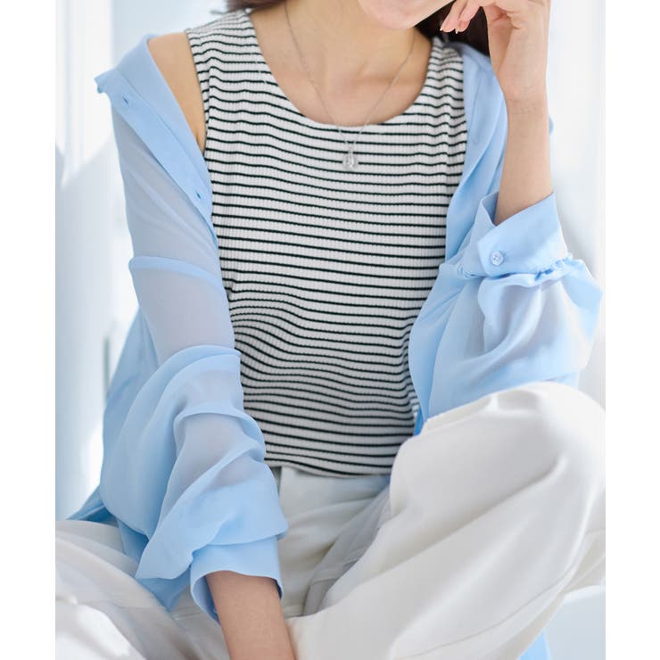 ボーダー | ＜肩紐隠せるストラップ付き＞リブタンクトップ | alotta