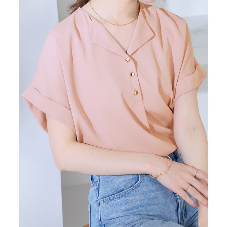 ラベンダーピンク | 衿デザイン大人上品とろみブラウス | alotta