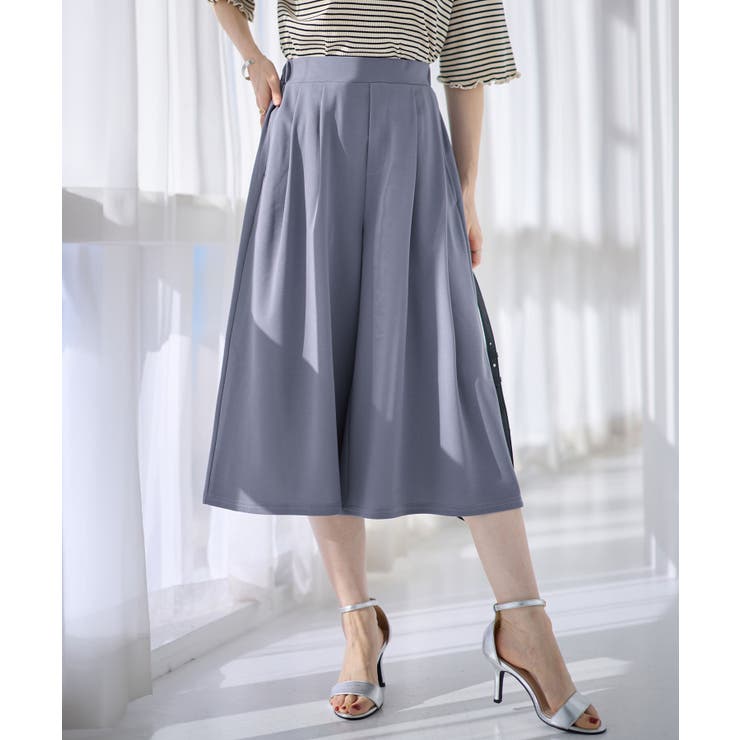 スモーキーブルー | 上品ドレープパンツ ショート | alotta