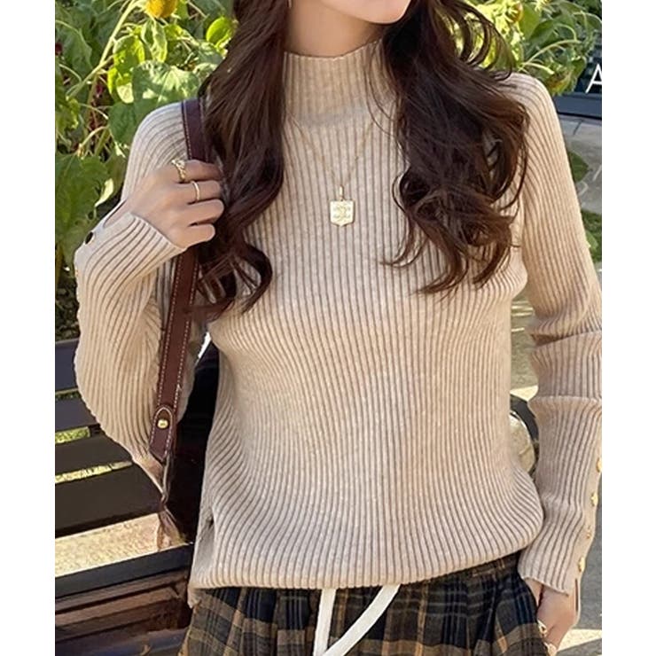 ニット 袖ボタン リブ ハイネック | ALTROSE | 詳細画像7 