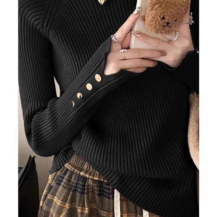 ニット 袖ボタン リブ ハイネック | ALTROSE | 詳細画像4 