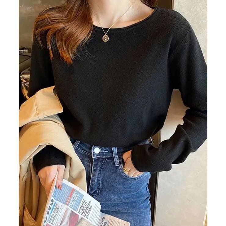 ブラック | ラウンドネック ニット トップス | ALTROSE