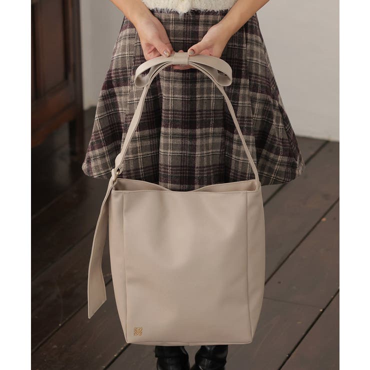 グレージュ | リボン トートバッグ トート | ALTROSE