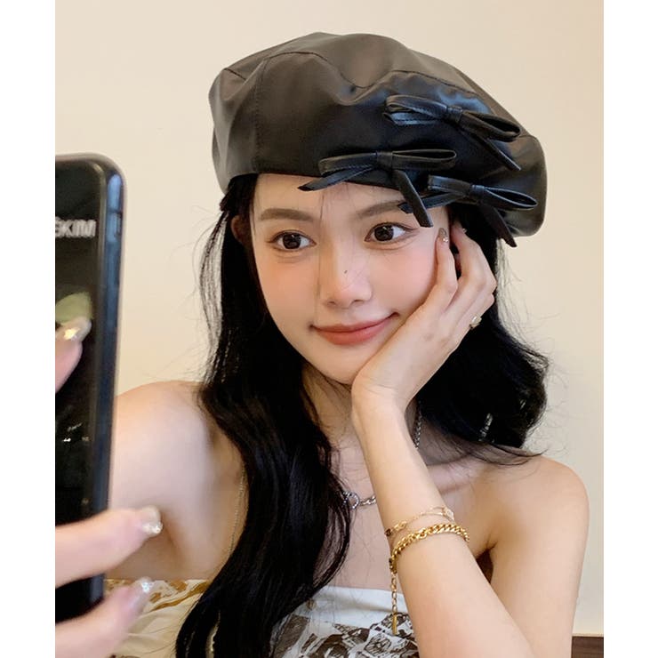 最終値下げ　kidill hizume リボンベレー帽 KIDILL×HIZUME 24AWCollaboration newsboyベレー帽KL908 KL908