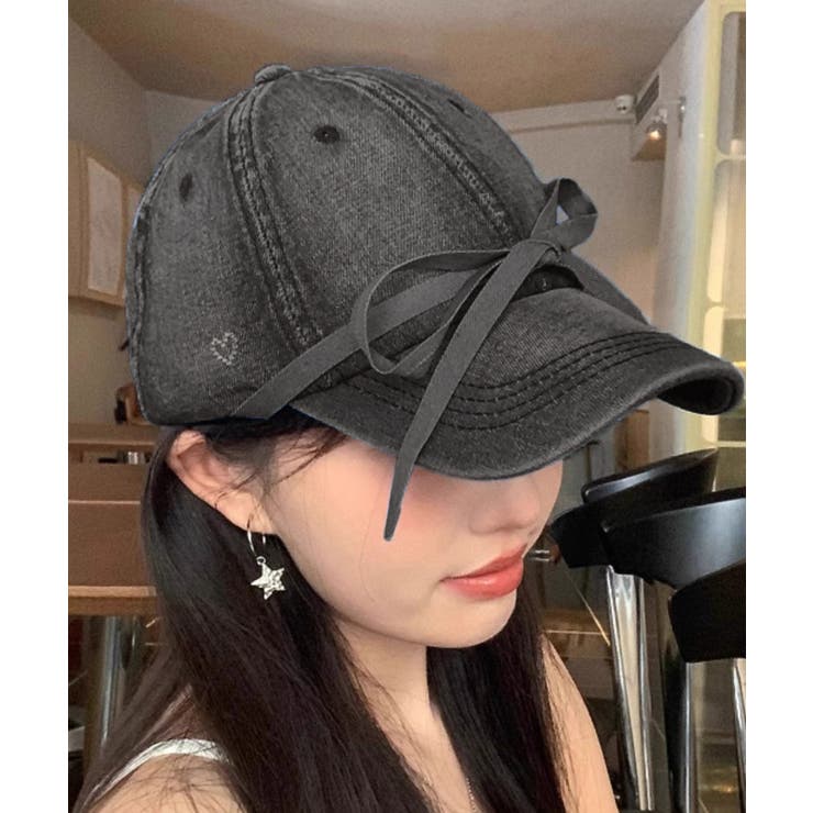 ブラック | リボンデニムキャップ | ALTROSE