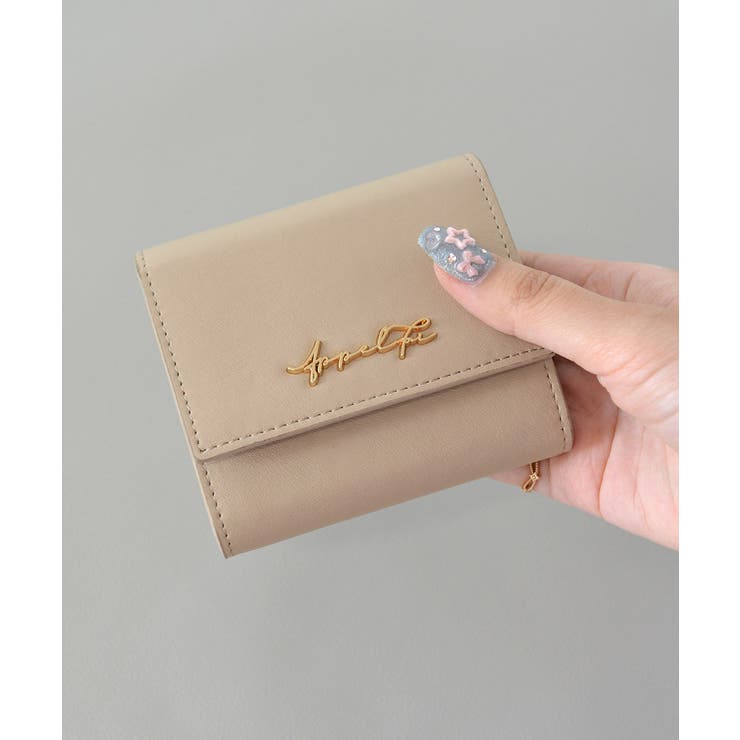 MONT BLANC 折財布　3つ折り財布　ベージュ 財布 レディース がま口 三つ折り 小さい ミニ財布 コンパクト