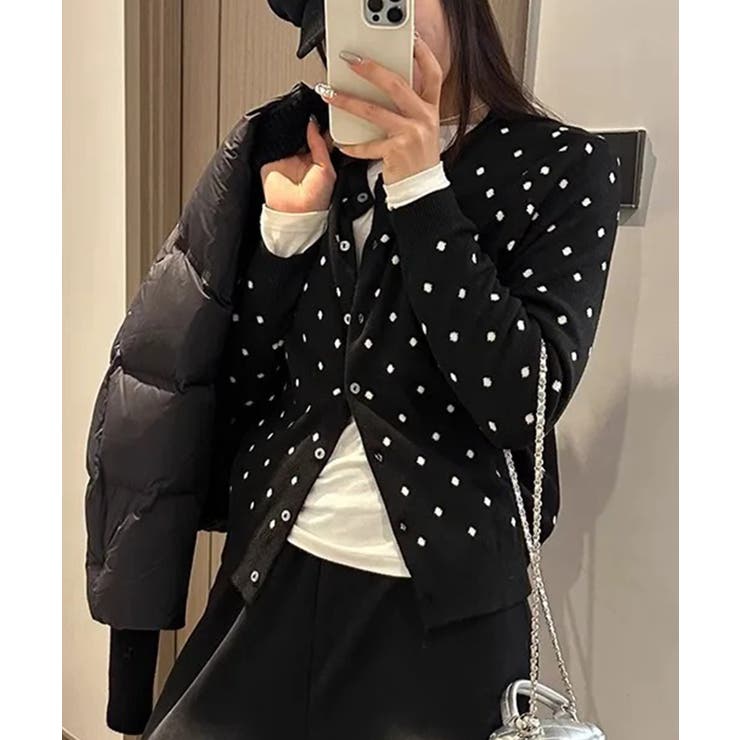 ブラック | カーディガン ドット 韓国 ニット  | ALTROSE