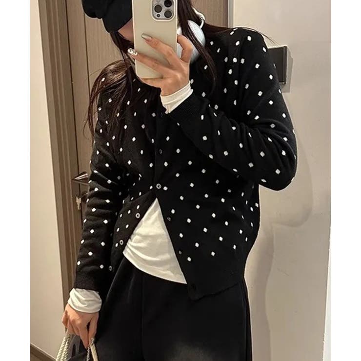 カーディガン ドット 韓国 ニット  | ALTROSE | 詳細画像3 