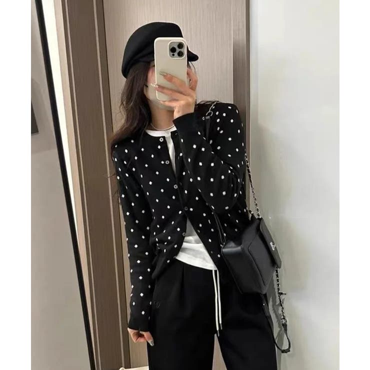 カーディガン ドット 韓国 ニット  | ALTROSE | 詳細画像4 