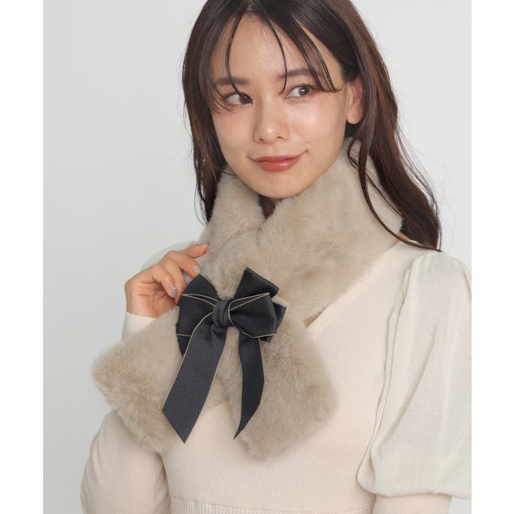 【SEAL限定商品】 リボン ティペット マフラー ファー[品番：ALTB0002591 小物
