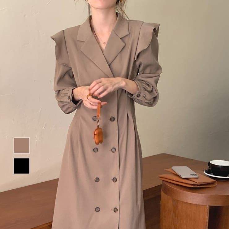 コートデザインワンピース 長袖 トレンチ風 品番 Amlw Amely エメリー のレディースファッション通販 Shoplist ショップリスト
