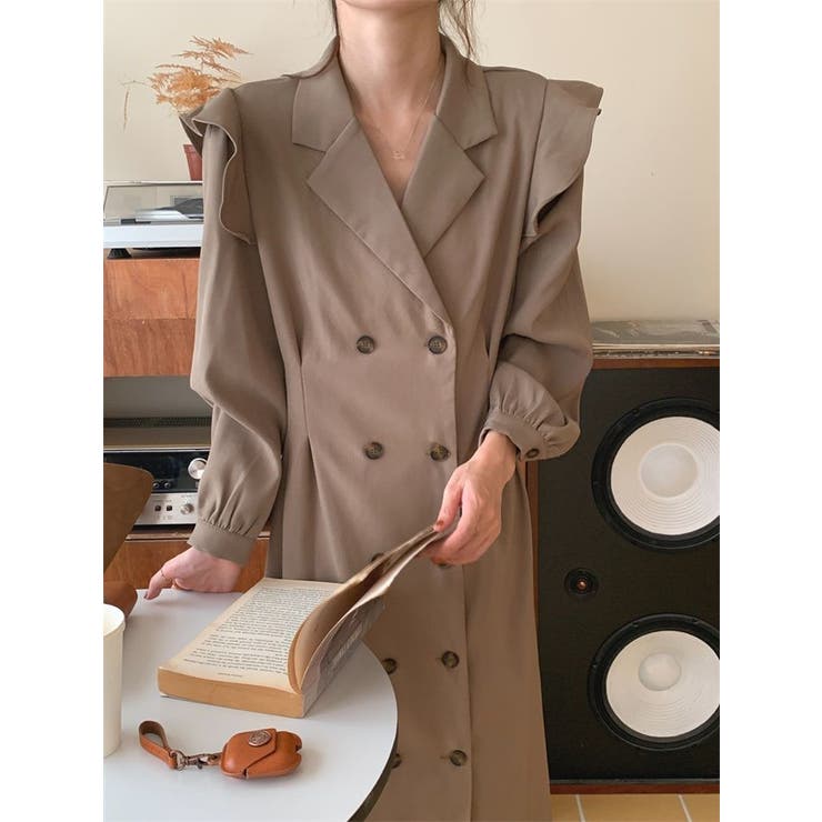 コートデザインワンピース 長袖 トレンチ風 品番 Amlw Amely エメリー のレディースファッション通販 Shoplist ショップリスト