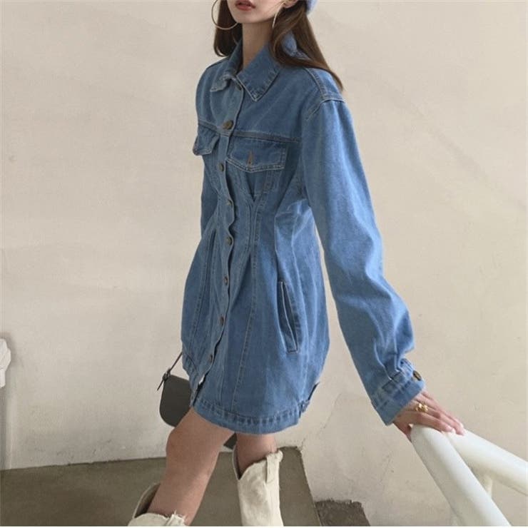 デニムシャツワンピース 前開き 羽織 品番 Amlw Amely アメリー のレディースファッション通販 Shoplist ショップリスト