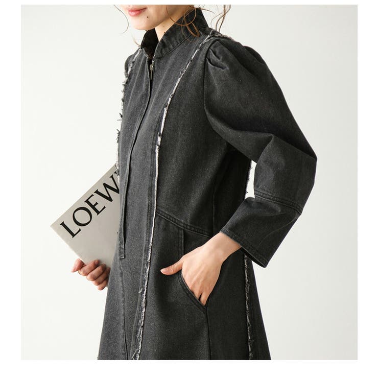 デニムワンピース フロントジップ ウォッシュ加工[品番：AMLW0002761