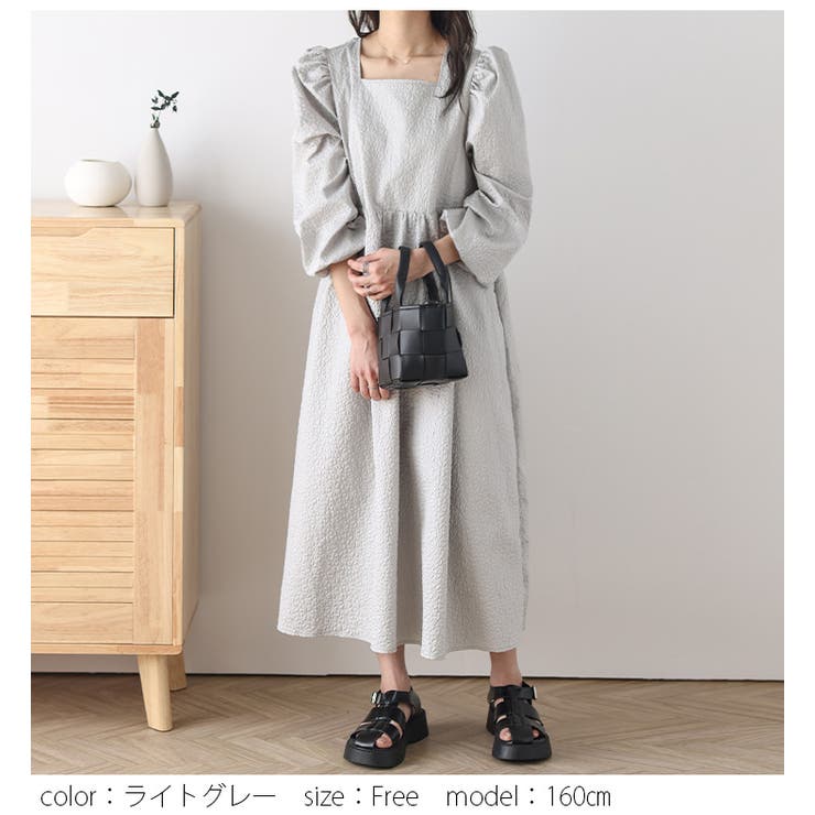 フェミニンワンピース ワンピース スクエアネック[品番：AMLW0002151  