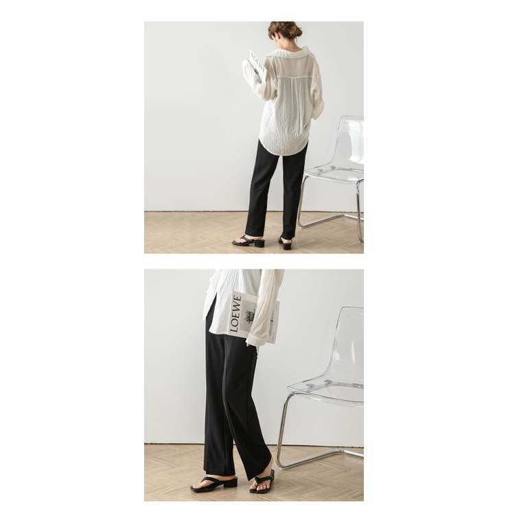 美シルエットパンツ フロントスリット センターライン[品番