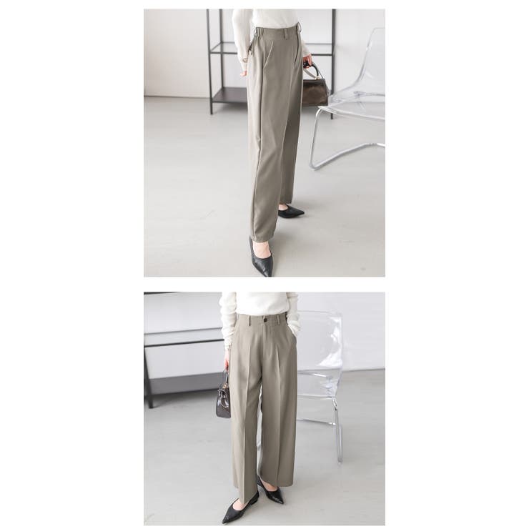 スラックス ワイドパンツ ハイウエスト[品番：AMLW0002697