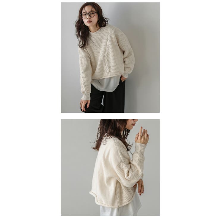 ニット ケーブル 透かし編み | AMELY | 詳細画像11 