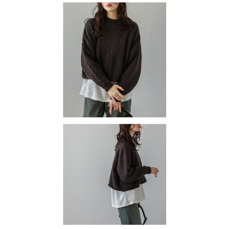 ニット ケーブル 透かし編み | AMELY | 詳細画像6 