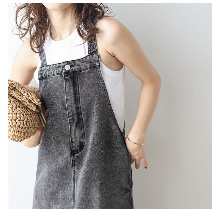 ウォッシュデニム サロペット スカート[品番：AMLW0002849]｜AMELY 
