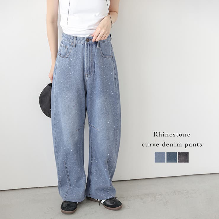 デニム ウォッシュデニム ラインストーン[品番：AMLW0003039]｜AMELY