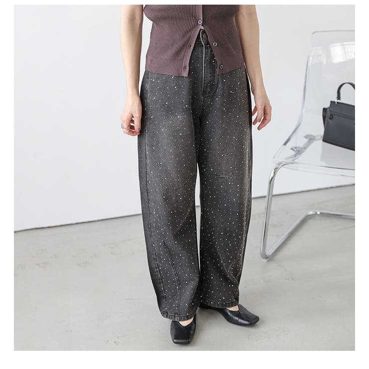 デニム ウォッシュデニム ラインストーン | AMELY | 詳細画像13 