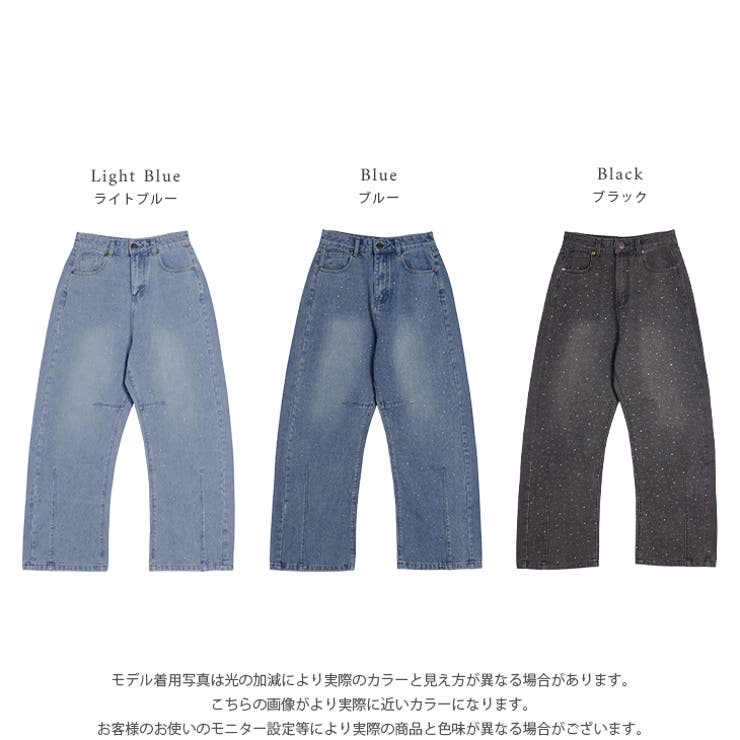 デニム ウォッシュデニム ラインストーン | AMELY | 詳細画像3 