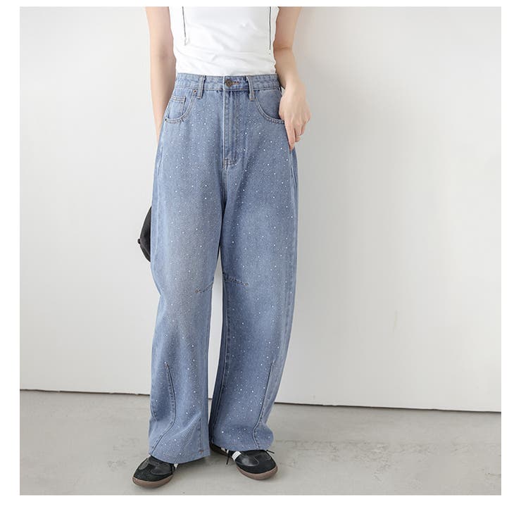 デニム ウォッシュデニム ラインストーン | AMELY | 詳細画像6 