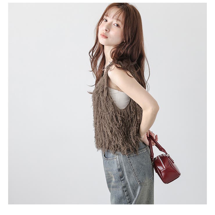 【AMELY】フリンジベスト　美品！ AMELY（エミリー）の「ツイードフリンジベスト（ベスト）」 - WEAR