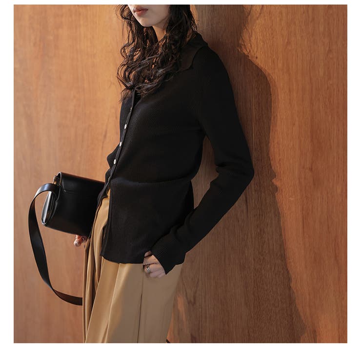 リブニット ニットカーディガン ニットトップス | AMELY | 詳細画像6 