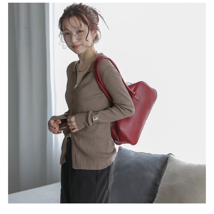 リブニット ニットカーディガン ニットトップス | AMELY | 詳細画像10 