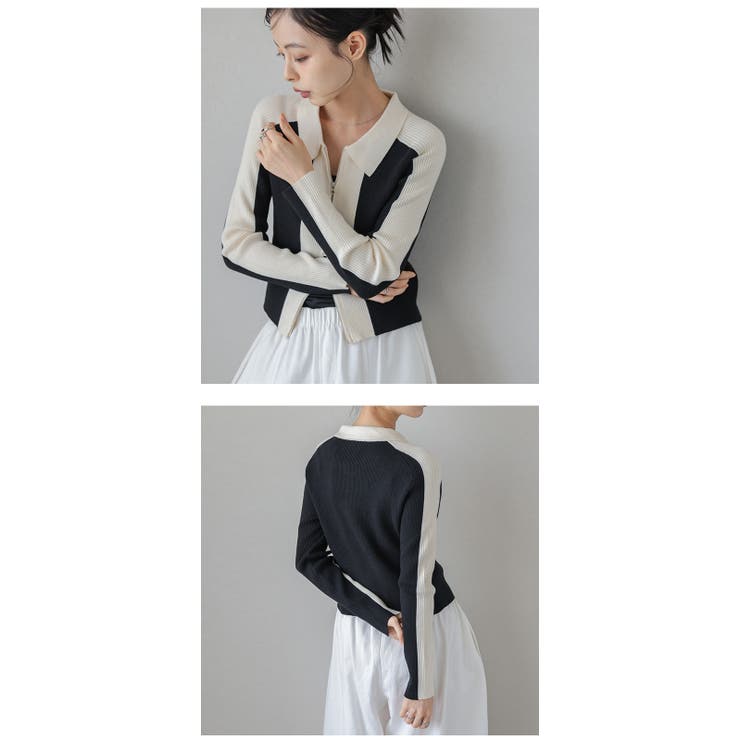 バイカラー リブニット カーディガン | AMELY | 詳細画像6 