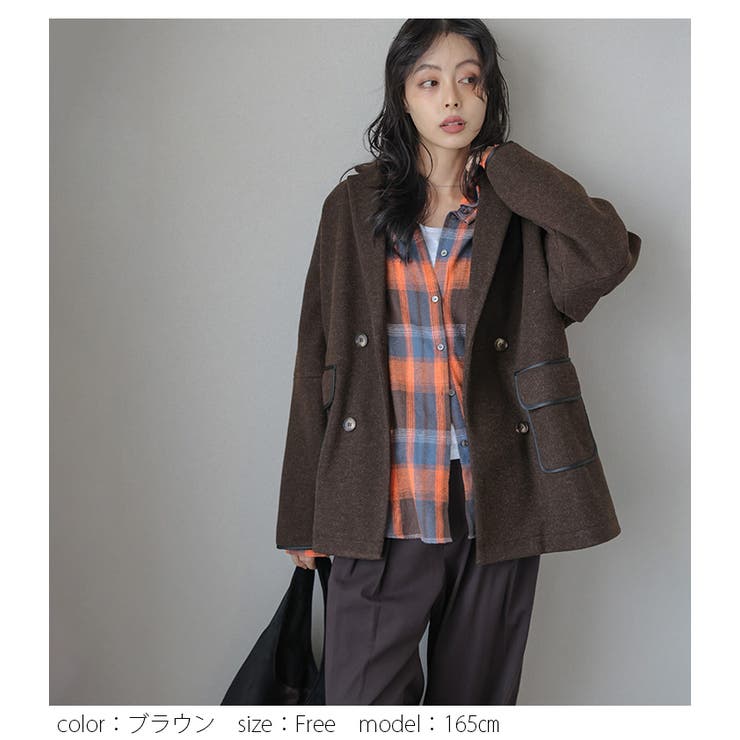 パイピング ダブルジャケット コート | AMELY | 詳細画像8 