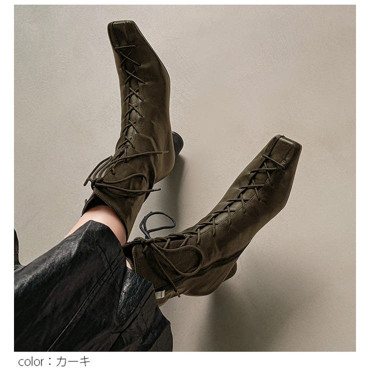 スクエアトゥ レースアップ ブーツ | AMELY | 詳細画像11 