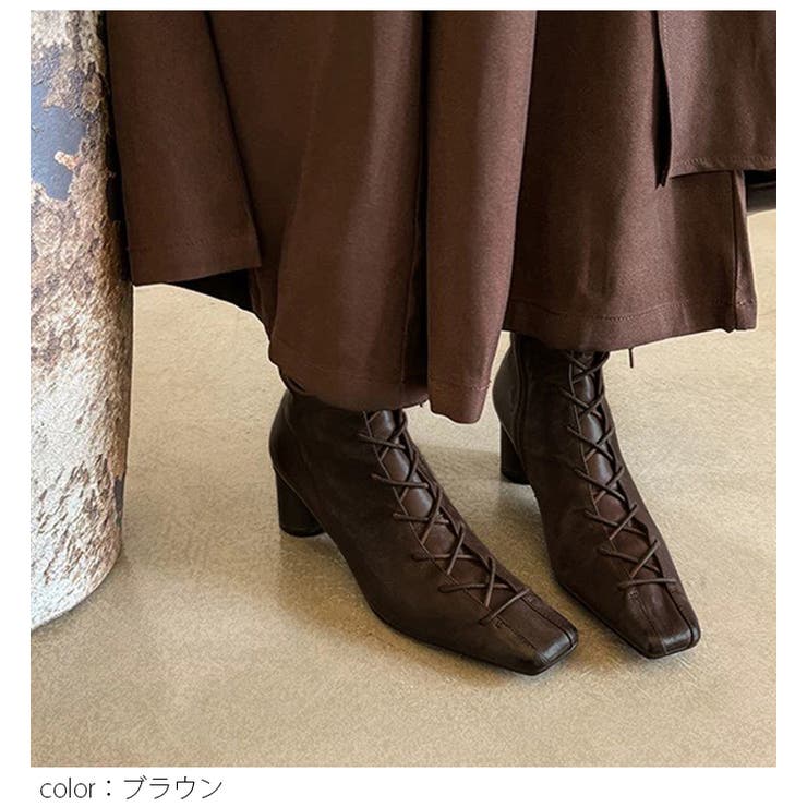 スクエアトゥ レースアップ ブーツ | AMELY | 詳細画像8 