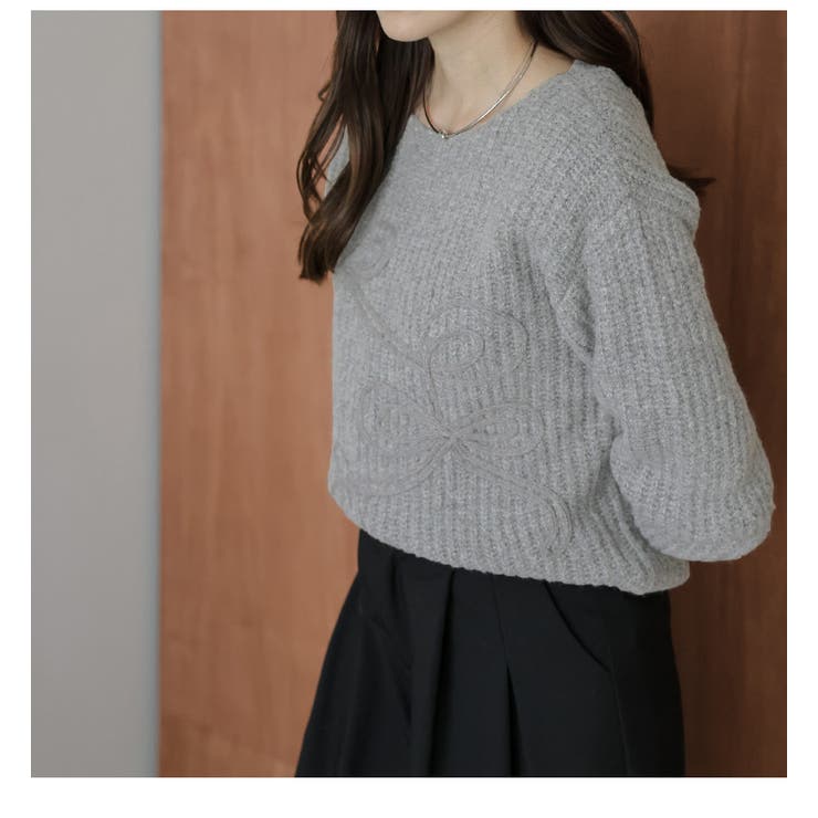 ニット リボン ボリュームスリーブ | AMELY | 詳細画像12 