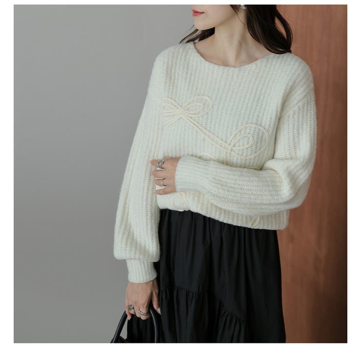 ニット リボン ボリュームスリーブ | AMELY | 詳細画像7 