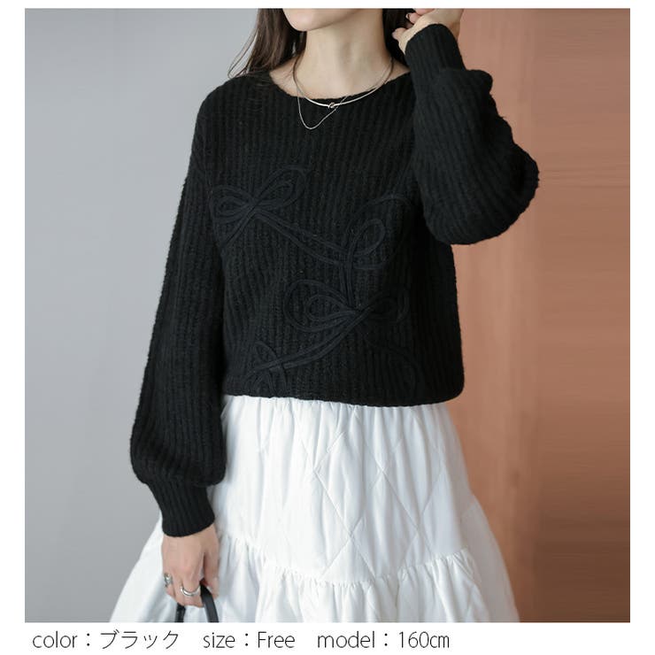 ニット リボン ボリュームスリーブ | AMELY | 詳細画像8 