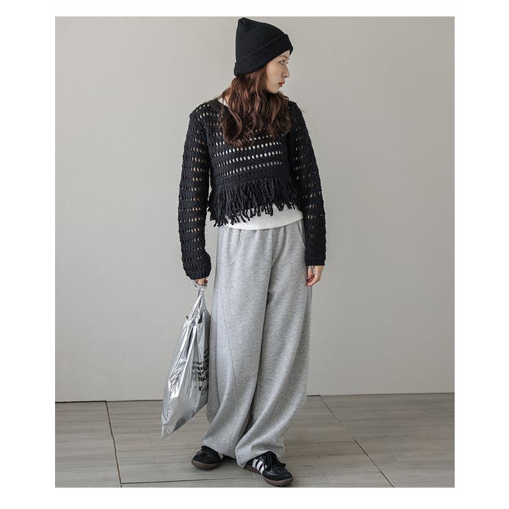 ニット フリンジ 透かし編み | AMELY | 詳細画像12 
