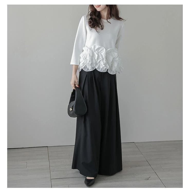 biby AMELIE POUPARIN フリル付きトップス フリルドッキングトップス 裾フリル 華やか[品番：AMLW0003260]｜AMELY